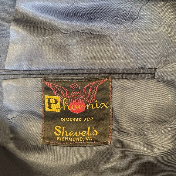 80s 3PC PHOENIX ECLECTIC GRANDPA SUIT NAVY BLAZER VEST & FLAT FRONT PANTS SZ 44L - Picture 12 of 12